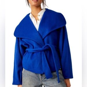 Free People Royal Blue Wrap Jacket with Belt